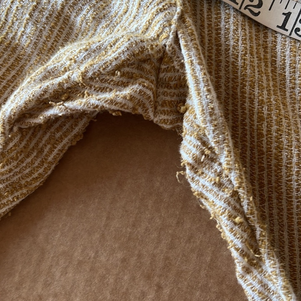 Free People CARAWAY Skinny Slim Pants mustard yellow Striped Drawstring- Sz 6 - Picture 15 of 15